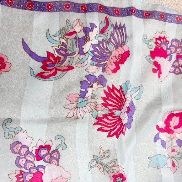 Womens Vintage Sheer Long Scarves Lot of 3 Floral And Polka Dot Head Neck - Picture 6 of 12